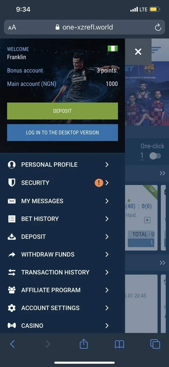 1xBet Képernyőkép 2